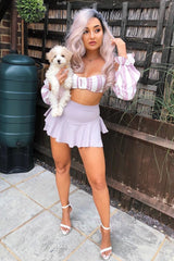 Grey Frill High Waisted Shorts - Claudelle-Shorts