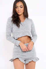 Grey Frill Lounge Wear Set - Ann-Loungewear