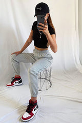 Grey Front Piping Joggers - Jordyn-Joggers