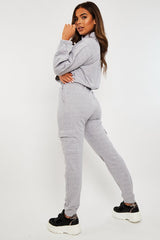 Grey Front Pocket Cargo Jumper and Joggers Loungewear Set - Naziya-Loungewear