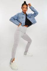 Grey Front Split Leggings - Polly-Leggings