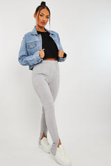Grey Front Split Leggings - Polly-Leggings