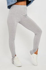 Grey Front Split Leggings - Polly-Leggings