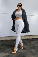 Grey Front Split Leggings - Polly-Leggings
