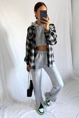 Grey Front Split Wide Leg Joggers - Jenise-Joggers