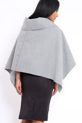 Grey Funnel Collar Poncho - Caiden-Coats