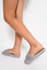 Grey 'GIRL POWER' Fluffy Sliders - Kerly-Sliders