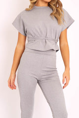 Grey Glitter Crop Top Trouser Co-ord - Evamarie-Co-ords