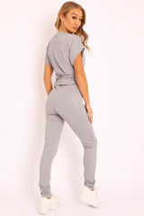 Grey Glitter Crop Top Trouser Co-ord - Evamarie-Co-ords