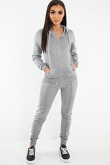 Grey Glitter Side Stripe Crepe Tracksuit - Gionna-Co-ords