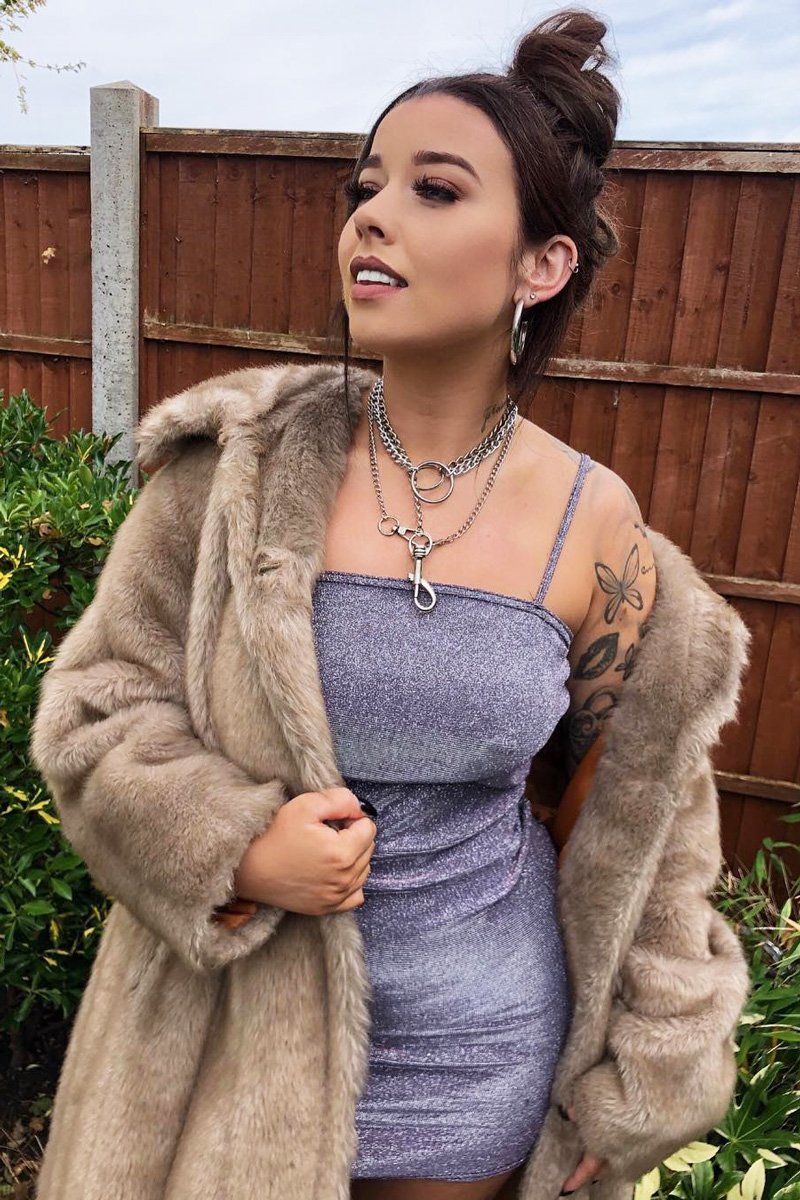 Grey Glitter Straight Neck Mini Bodycon Dress - Judi-Dresses