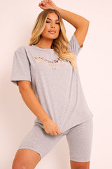 Grey Gold Beverly Hills T-shirt Cycling Shorts Co-ord - Laura-Co-ords