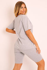 Grey Gold Beverly Hills T-shirt Cycling Shorts Co-ord - Laura-Co-ords