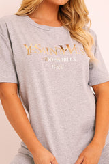 Grey Gold Beverly Hills T-shirt Cycling Shorts Co-ord - Laura-Co-ords