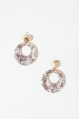 Grey Gold Resin Drop Earrings - Lorena-Jewellery