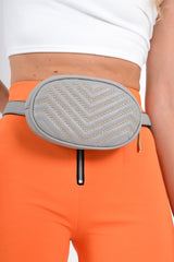 Grey Gold Studded Faux Leather Oval Bum Bag - Dua-Bags