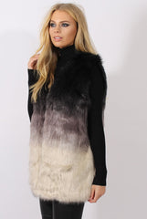 Grey Gradient Faux Fur Gilet - Briella-Jackets