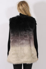 Grey Gradient Faux Fur Gilet - Briella-Jackets