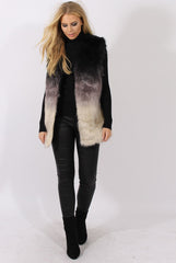 Grey Gradient Faux Fur Gilet - Briella-Jackets