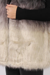 Grey Gradient Faux Fur Gilet - Briella-Jackets