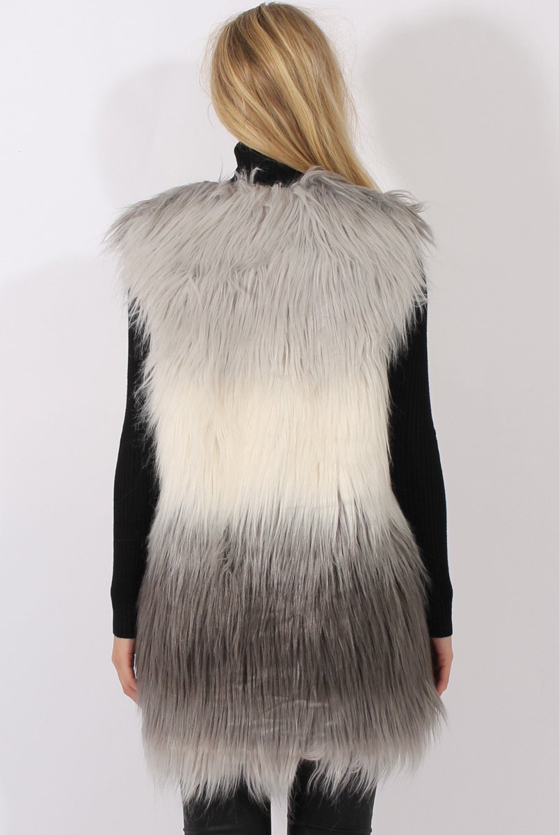 Grey Gradient Faux Fur Gilet - Emerson-Jackets