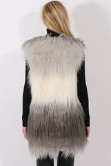 Grey Gradient Faux Fur Gilet - Emerson-Jackets