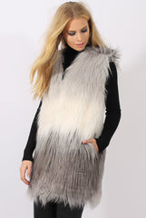 Grey Gradient Faux Fur Gilet - Emerson-Jackets