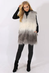 Grey Gradient Faux Fur Gilet - Emerson-Jackets