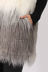 Grey Gradient Faux Fur Gilet - Emerson-Jackets
