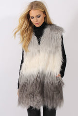 Grey Gradient Faux Fur Gilet - Emerson-Jackets