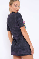 Grey Graphic Print Lace Up T-shirt Dress - Manda-Dresses