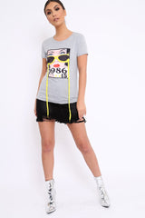 Grey Hanging Glasses 1986's T-shirt - Natally-Tops