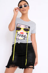 Grey Hanging Glasses 1986's T-shirt - Natally-Tops