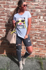 Grey Hanging Glasses 1986's T-shirt - Natally-Tops