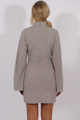 Grey High Neck Split Sleeves Bodycon Dress - Lumi-Dresses