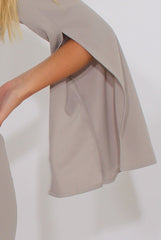 Grey High Neck Split Sleeves Bodycon Dress - Lumi-Dresses