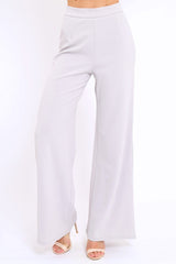Grey High Waist Flare Trousers -Tisha-Trousers