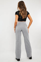 Grey High Waist Wide Leg Joggers - Indiah-Joggers