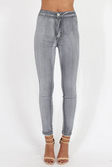 Grey High Waisted Skinny Jeans - Josephine-Jeans