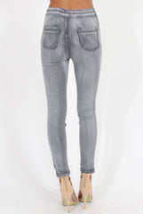 Grey High Waisted Skinny Jeans - Josephine-Jeans