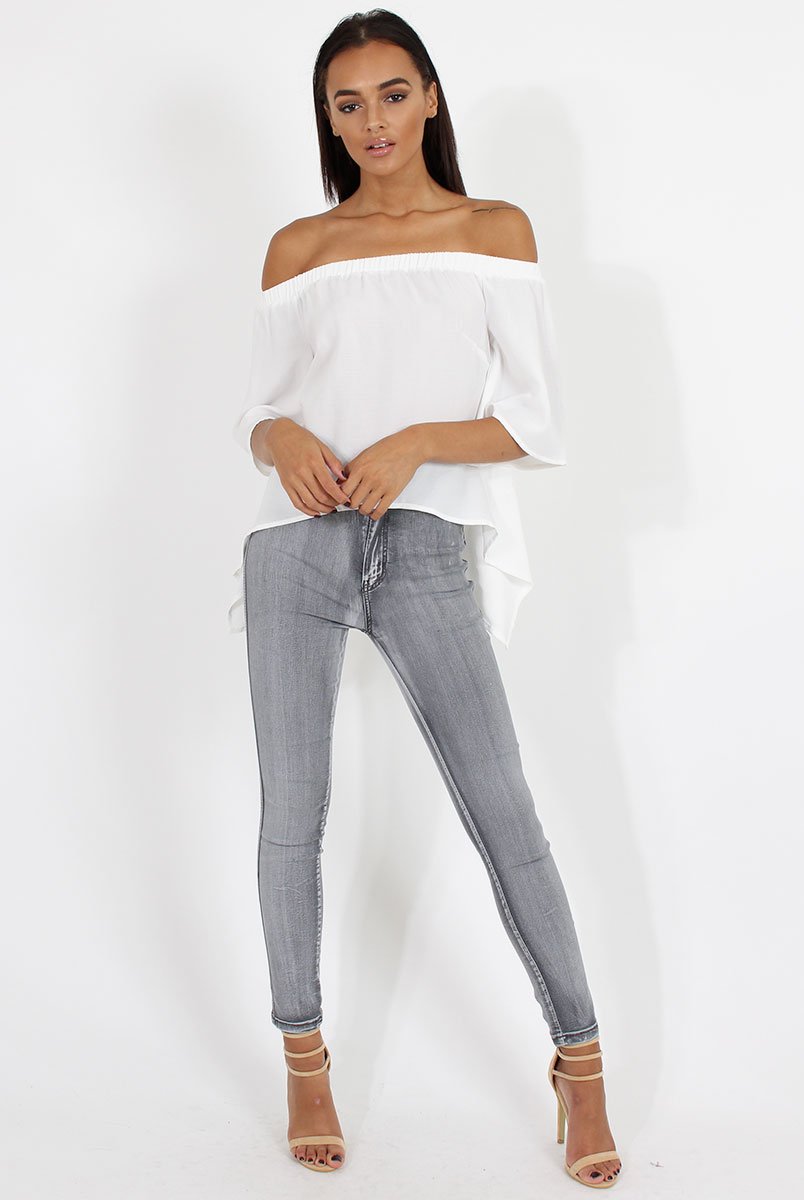 Grey High Waisted Skinny Jeans - Josephine-Jeans
