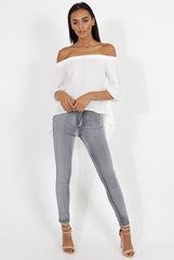 Grey High Waisted Skinny Jeans - Josephine-Jeans