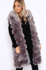 Grey Hooded Faux Fur Gilet - Jadie-Jackets