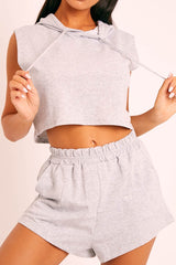 Grey Hooded Top and Shorts Loungewear Co-ord - Hannie-Loungewear