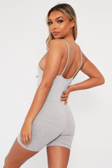 Grey Jersey Low Back Unitard - Taya-Playsuits