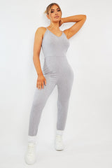 Grey Jersey Scoop Neck Jumpsuit - Kadia-Jumpsuits