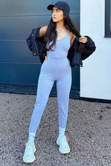 Grey Jersey Scoop Neck Jumpsuit - Kadia-Jumpsuits