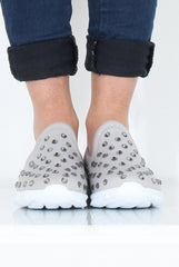 Grey Jewel Slip On Trainers - Leya-Trainers