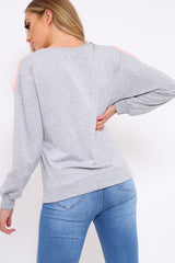 Grey Jumper with Fur and Pearl Front - Annita-Jumper