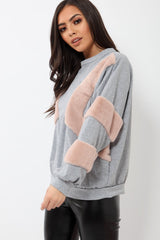 Grey Jumper with Fur on Front and Sleeves - Mercedes-Jumper